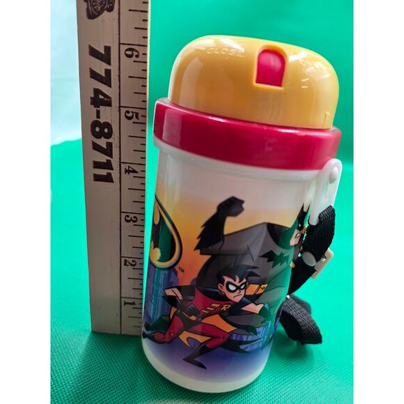 1998 DC Comics Batman Water Bottle With Strap Straw Vintage Joker Batgirl New - Picture 9 of 9